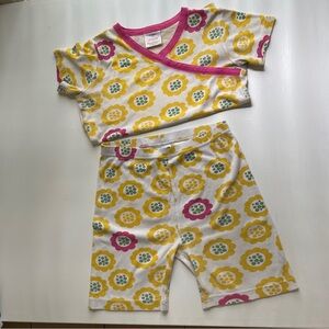 Hanna Andersson Organic Short Sleeve Pajama Set Girls Garden  Floral 160 US 14